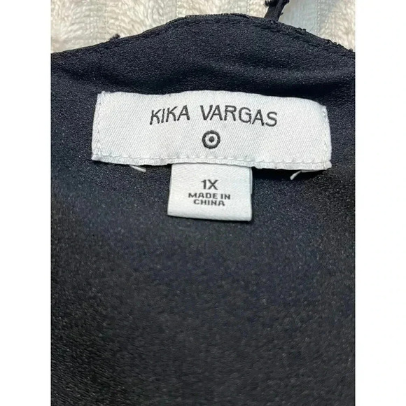 KIKA VARGAS X Target MIDI Dress Floral Texture Scallop Back Puff Sleeve Size 1X - Picture 3 of 12